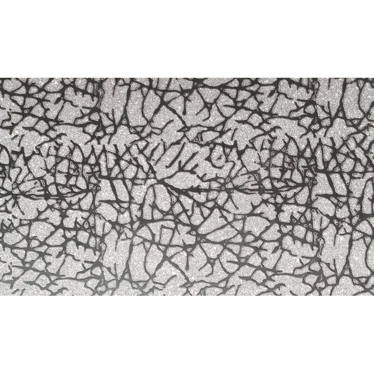 Mercer41 Abstract Glitter Black On Silver Cracks Peel And Stick Self